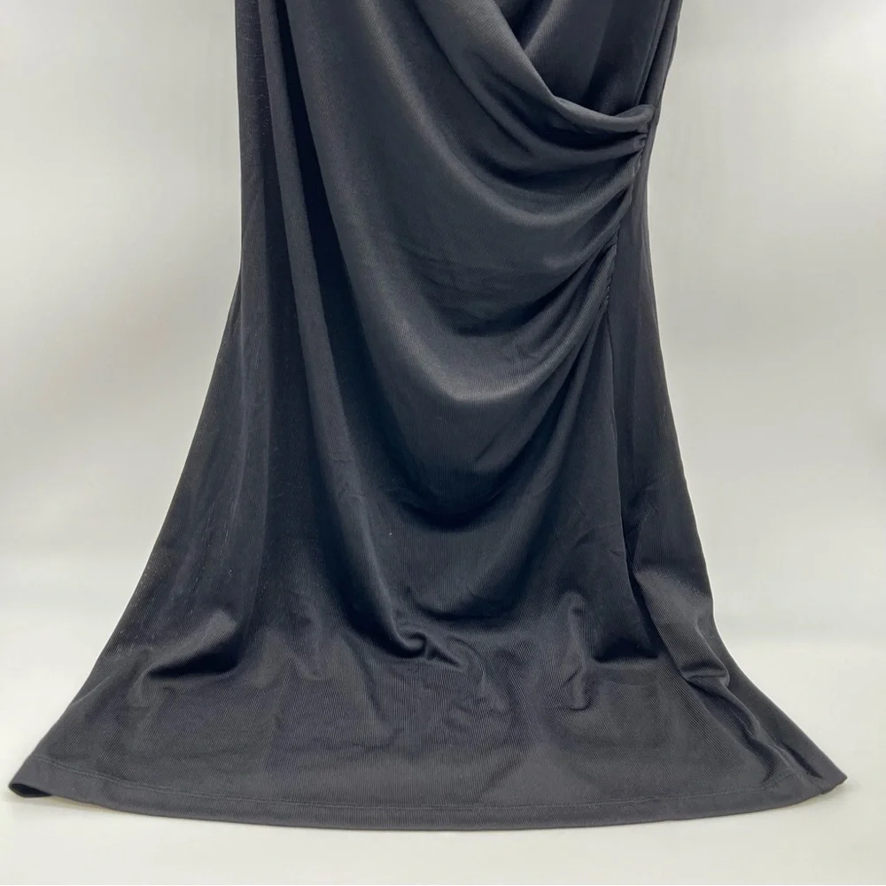 H&M Black Draped Strappy Deep V Slip Dress Top-Size S - Picture 3 of 9